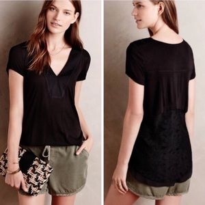 Anthropologie Deletta black layered tee shirt M